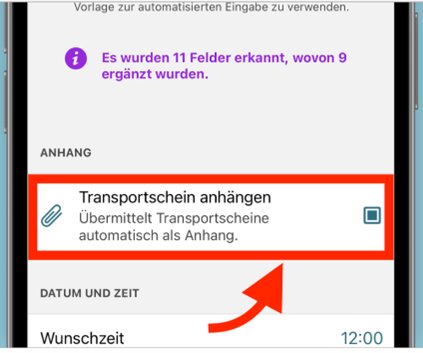 Transportschein erfasse