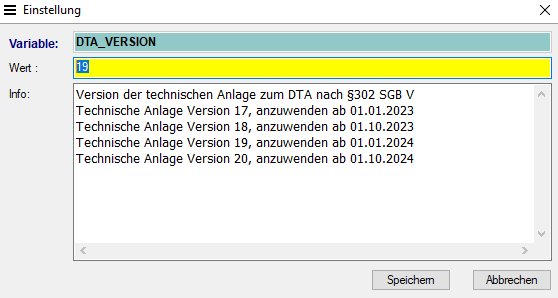DTA Einstellung Version 20
